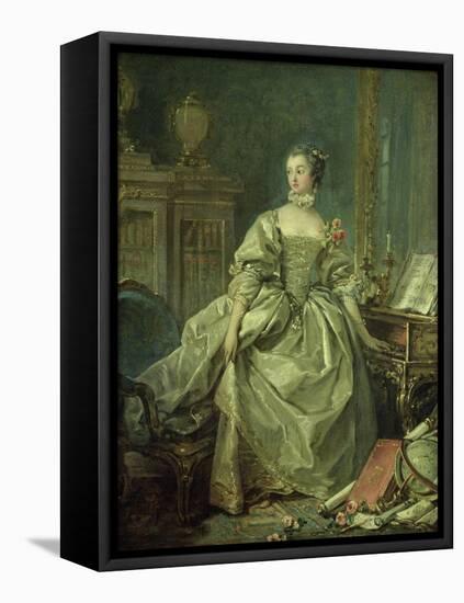 Madame De Pompadour (1721-64)-Francois Boucher-Framed Stretched Canvas