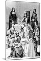 Madame De Saint-Cyr, a Nun, a Novice and Young Girls of the Four Classes (Engraving)-after Chevignard-Mounted Premium Giclee Print
