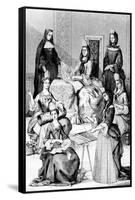 Madame De Saint-Cyr, a Nun, a Novice and Young Girls of the Four Classes (Engraving)-after Chevignard-Framed Stretched Canvas