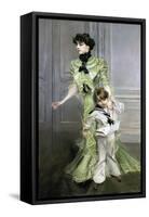 Madame Georges Hugo and Her Son Jean, 1898-Giovanni Boldini-Framed Stretched Canvas