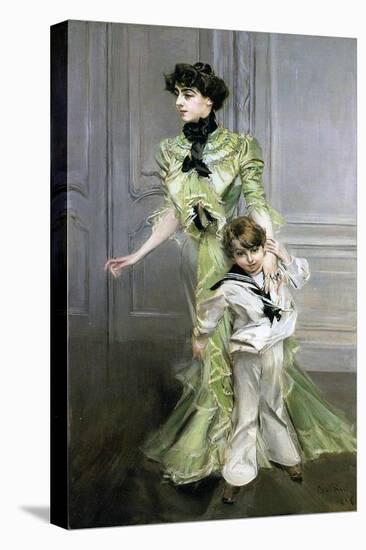 Madame Georges Hugo and Her Son Jean, 1898-Giovanni Boldini-Stretched Canvas
