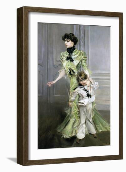 Madame Georges Hugo and Her Son Jean, 1898-Giovanni Boldini-Framed Giclee Print