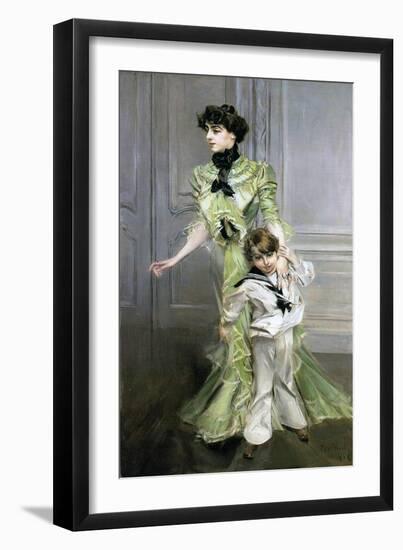 Madame Georges Hugo and Her Son Jean, 1898-Giovanni Boldini-Framed Giclee Print