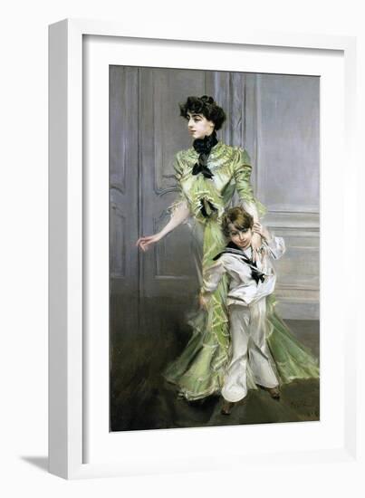 Madame Georges Hugo and Her Son Jean, 1898-Giovanni Boldini-Framed Giclee Print