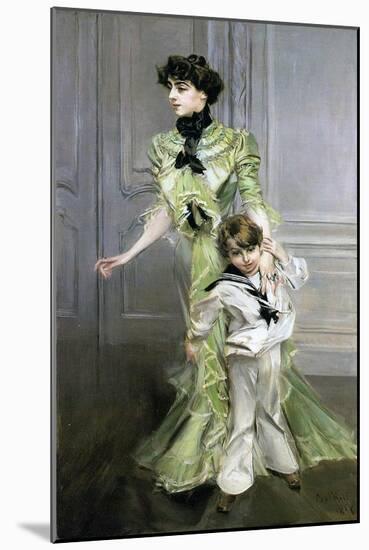 Madame Georges Hugo and Her Son Jean, 1898-Giovanni Boldini-Mounted Giclee Print