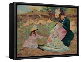 Madame Guillaumin and Her Daughters; Madame Guillaumin Et Ses Filles, C.1892-Jean Baptiste Armand Guillaumin-Framed Stretched Canvas