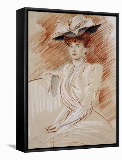 Madame Helleu Au Chapeau-Paul Cesar Helleu-Framed Stretched Canvas