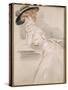 Madame Helleu in a Hat-Paul Cesar Helleu-Stretched Canvas