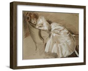 Madame Helleu Reclining on a Chaise-Longue-Paul Cesar Helleu-Framed Giclee Print