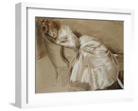 Madame Helleu Reclining on a Chaise-Longue-Paul Cesar Helleu-Framed Giclee Print