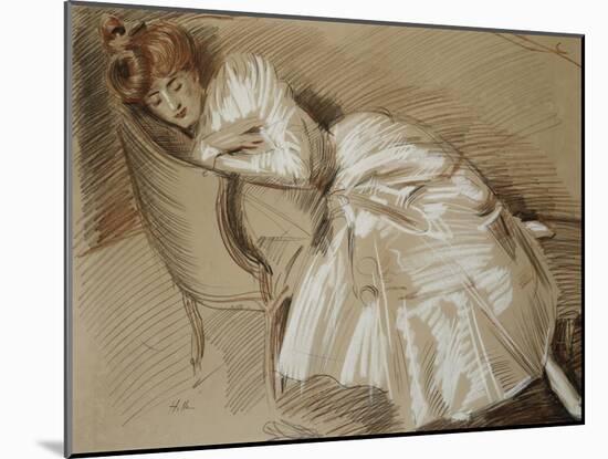 Madame Helleu Reclining on a Chaise-Longue-Paul Cesar Helleu-Mounted Giclee Print