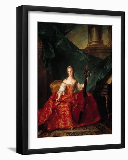 Madame Henriette De France (1727-52) in Court Costume Playing a Bass Viol, 1754-Jean-Marc Nattier-Framed Giclee Print