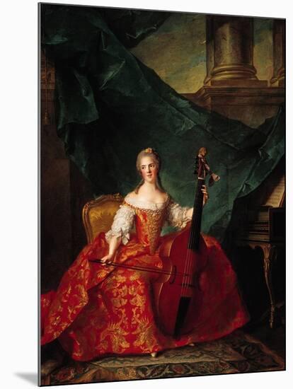 Madame Henriette De France (1727-52) in Court Costume Playing a Bass Viol, 1754-Jean-Marc Nattier-Mounted Giclee Print