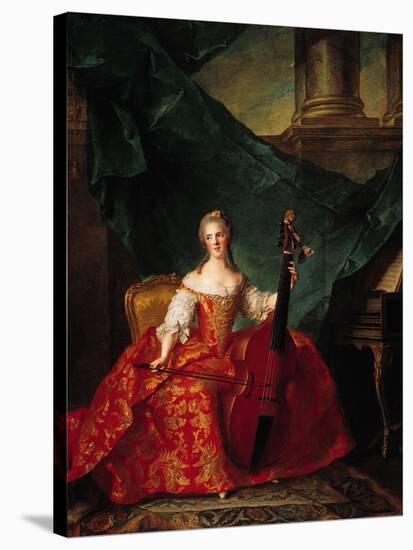 Madame Henriette De France (1727-52) in Court Costume Playing a Bass Viol, 1754-Jean-Marc Nattier-Stretched Canvas