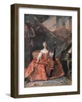 Madame Henriette De France in Court Costume Playing a Bass Viol, 1754-Jean-Marc Nattier-Framed Giclee Print