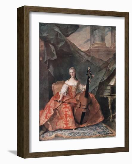 Madame Henriette De France in Court Costume Playing a Bass Viol, 1754-Jean-Marc Nattier-Framed Giclee Print