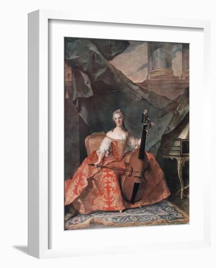 Madame Henriette De France in Court Costume Playing a Bass Viol, 1754-Jean-Marc Nattier-Framed Giclee Print