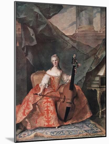 Madame Henriette De France in Court Costume Playing a Bass Viol, 1754-Jean-Marc Nattier-Mounted Giclee Print