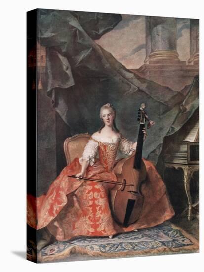 Madame Henriette De France in Court Costume Playing a Bass Viol, 1754-Jean-Marc Nattier-Stretched Canvas