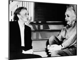 Madame Joliot-Curie and Albert Einstein-null-Mounted Photo