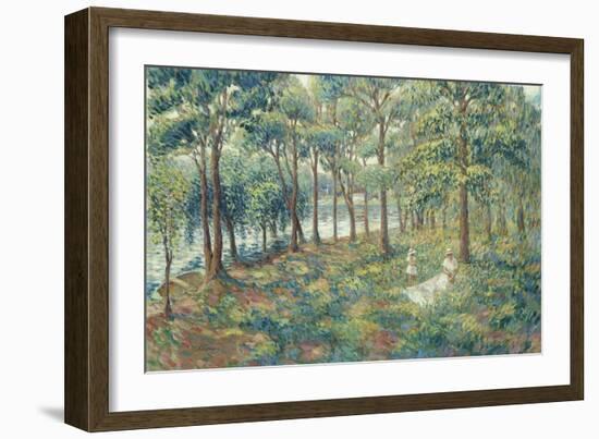 Madame Lebasque and Her Son on the Bank of the Marne; Madame Lebasque Et Sa Fille Au Bord De La…-Henri Lebasque-Framed Giclee Print