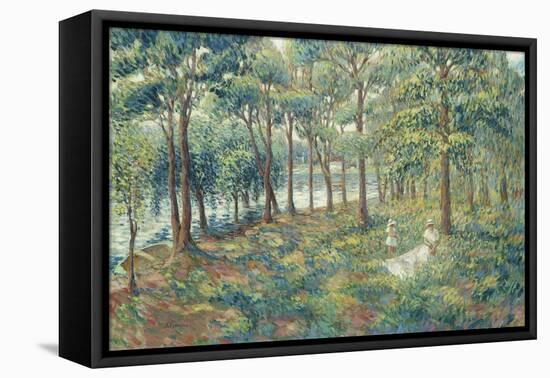 Madame Lebasque and Her Son on the Bank of the Marne; Madame Lebasque Et Sa Fille Au Bord De La…-Henri Lebasque-Framed Stretched Canvas