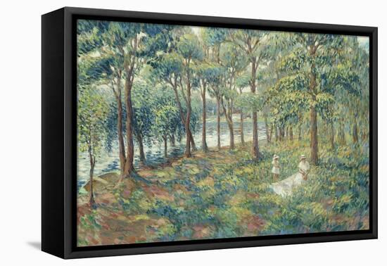 Madame Lebasque and Her Son on the Bank of the Marne; Madame Lebasque Et Sa Fille Au Bord De La…-Henri Lebasque-Framed Stretched Canvas