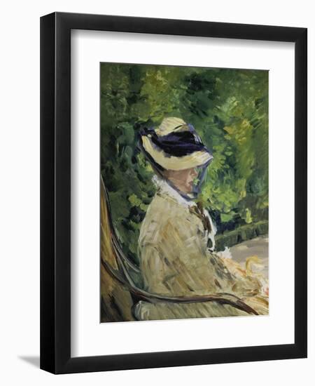 Madame Manet Im Garten Von Bellevue-Edouard Manet-Framed Premium Giclee Print