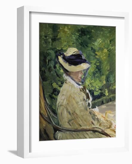 Madame Manet Im Garten Von Bellevue-Edouard Manet-Framed Giclee Print