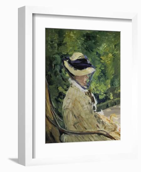 Madame Manet Im Garten Von Bellevue-Edouard Manet-Framed Giclee Print