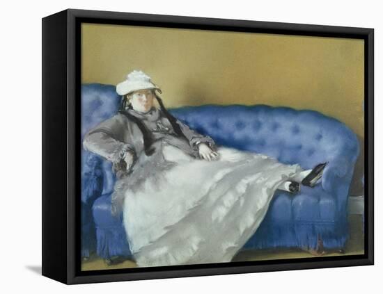 Madame Manet on a Blue Sofa, 1874-Edouard Manet-Framed Stretched Canvas