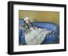 Madame Manet on a Blue Sofa, 1874-Edouard Manet-Framed Giclee Print