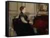 Madame Manet (Suzanne Leenhoff, 1830-1906) at the Piano-Edouard Manet-Framed Stretched Canvas