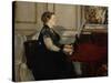 Madame Manet (Suzanne Leenhoff, 1830-1906) at the Piano-Edouard Manet-Stretched Canvas