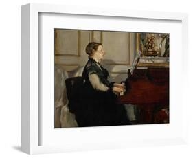 Madame Manet (Suzanne Leenhoff, 1830-1906) at the Piano-Edouard Manet-Framed Giclee Print