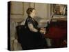 Madame Manet (Suzanne Leenhoff, 1830-1906) at the Piano-Edouard Manet-Stretched Canvas