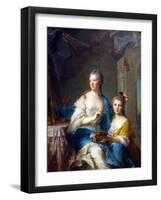 Madame Marsollier and Her Daughter-Jean-Marc Nattier-Framed Art Print