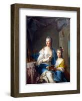 Madame Marsollier and Her Daughter-Jean-Marc Nattier-Framed Art Print