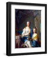 Madame Marsollier and Her Daughter-Jean-Marc Nattier-Framed Art Print