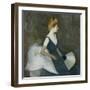 Madame Marthe Letellier Sitting on a Sofa, Holding a Fan, C.1895-Paul Cesar Helleu-Framed Giclee Print