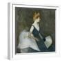 Madame Marthe Letellier Sitting on a Sofa, Holding a Fan, C.1895-Paul Cesar Helleu-Framed Giclee Print