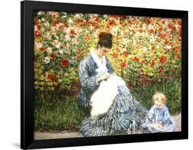 Madame Monet and Child in a Garden-Claude Monet-Framed Giclee Print