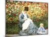 Madame Monet and Child in a Garden-Claude Monet-Mounted Giclee Print