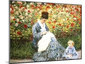 Madame Monet and Child in a Garden-Claude Monet-Mounted Giclee Print