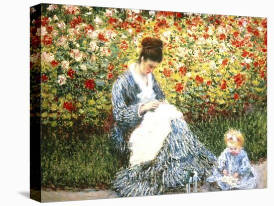 Madame Monet and Child in a Garden-Claude Monet-Stretched Canvas