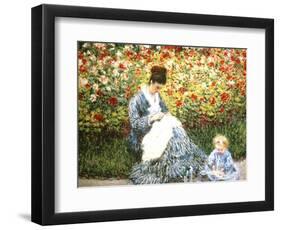 Madame Monet and Child in a Garden-Claude Monet-Framed Giclee Print