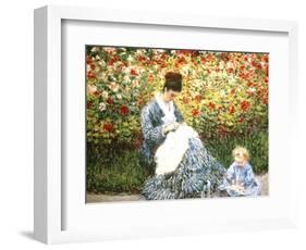 Madame Monet and Child in a Garden-Claude Monet-Framed Giclee Print