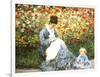 Madame Monet and Child in a Garden-Claude Monet-Framed Giclee Print