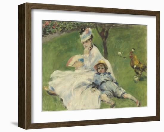 Madame Monet and Her Son, 1874-Pierre-Auguste Renoir-Framed Art Print