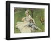 Madame Monet and Her Son, 1874-Pierre-Auguste Renoir-Framed Art Print